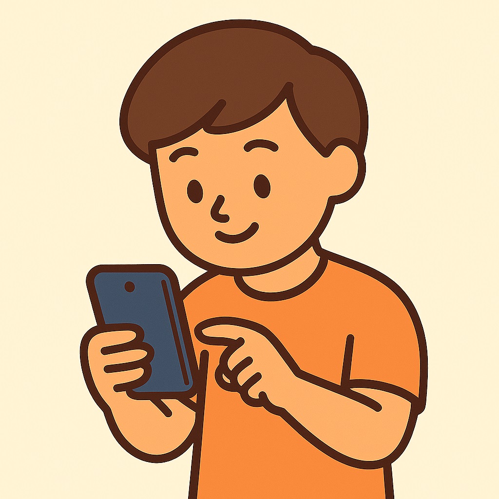 Persona publicando en celular