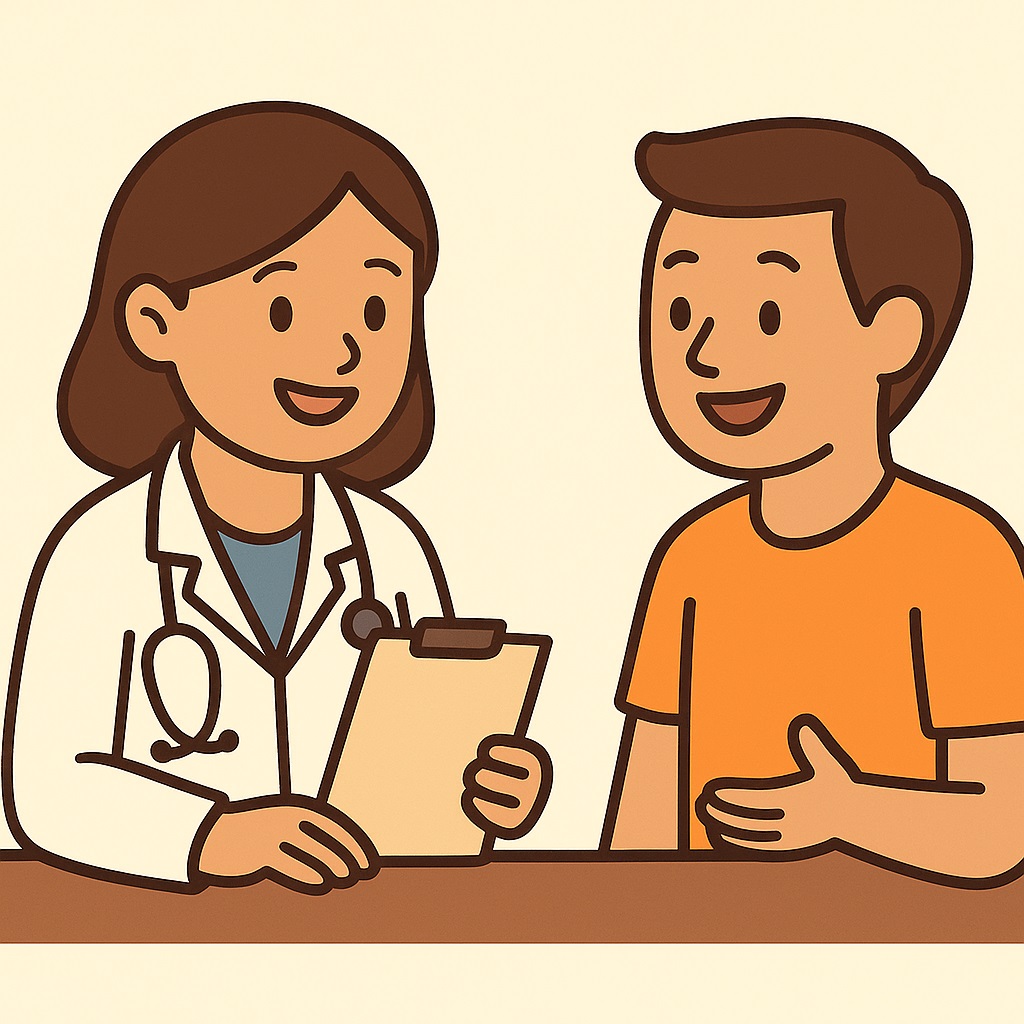 Persona hablando con veterinario